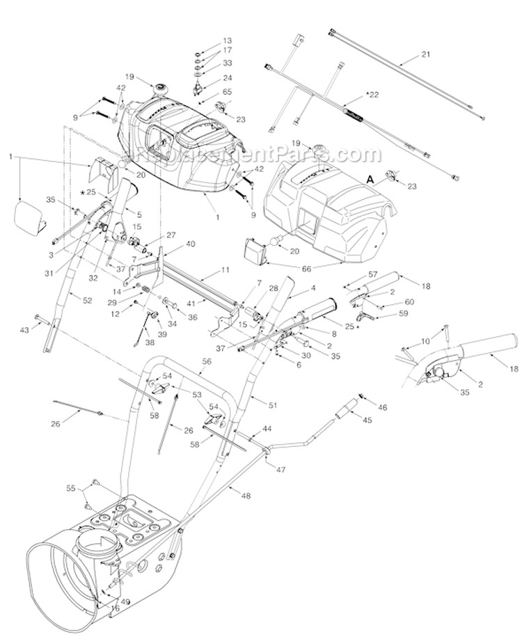 Page D Diagram and Parts List for 31AH6LLH801 2005-2 Yard Man Snow Blower